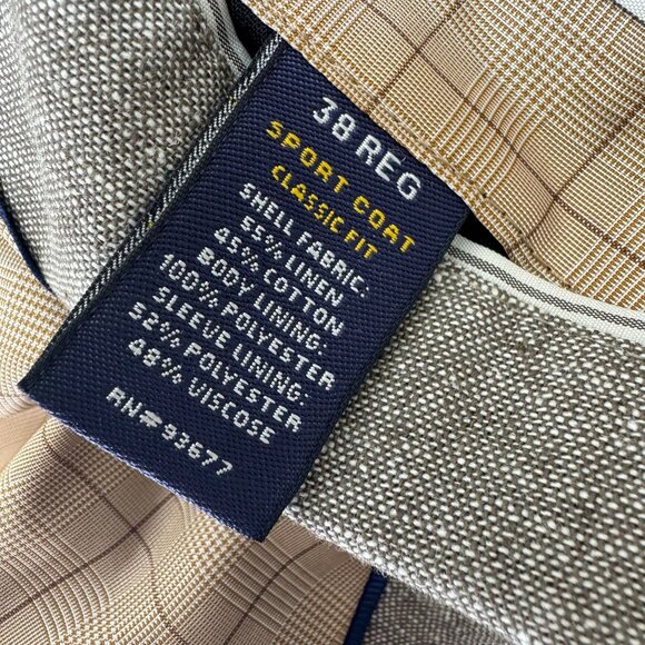 Stafford Blazer Sport Coat 38R Classic Fit Linen Cotton Blend Heather Beige - Picture 4 of 10